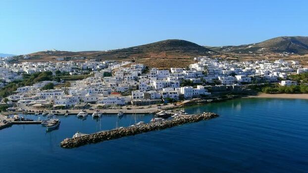 Aerial view of a coastal village in Paros Greece. Aerial view of a coastal village in Paros Greece.