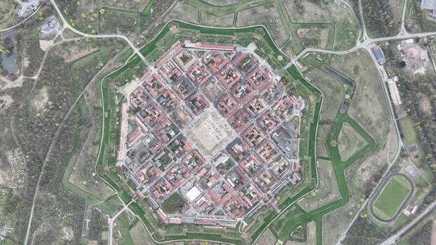 Aerial view of Neuf Brisach star fort France.