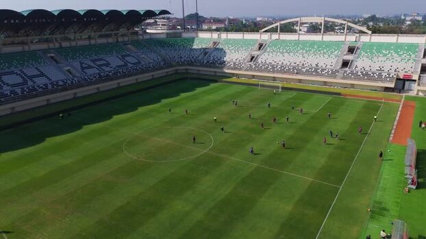 Aerial view of Maguwoharjo Stadium in Indonesia.