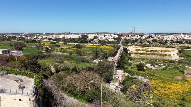 Aerial view of green fields and rural landscape in Mdina Malta. Aerial view of green fields and rural landscape in Mdina Malta.