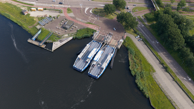 Velsen Noord Netherlands 20 June 2026 Aerial view of Velsen North Electric Ferry. Velsen Noord Netherlands 20 June 2026 Aerial view of Velsen North Electric Ferry.