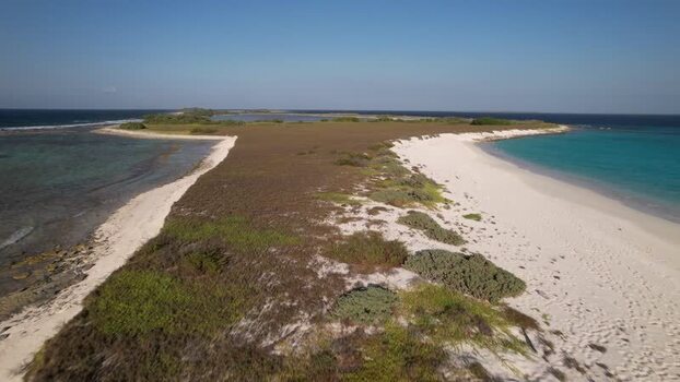 Aerial view of Los Roques archipelago in Venezuela.