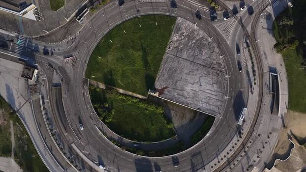Aerial view of roundabout Portugal.