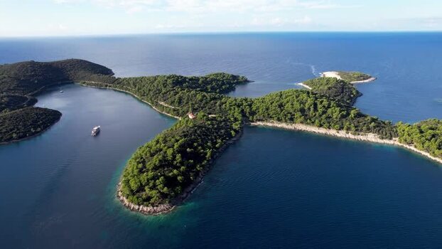Aerial view of Mljet National Park Croatia.