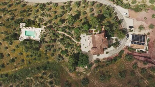 Aerial view of a luxury villa with a swimming pool Spain.