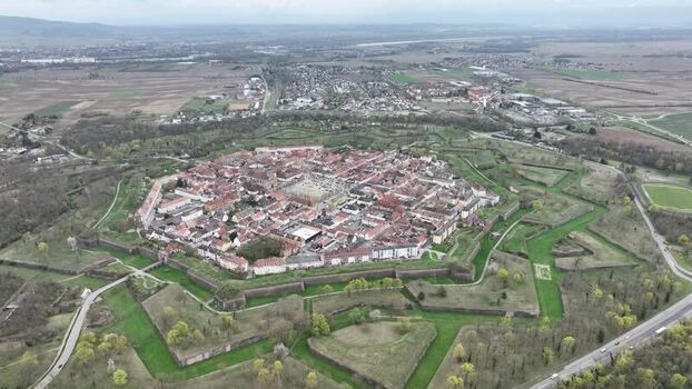 Aerial view of Neuf Brisach fortress France.