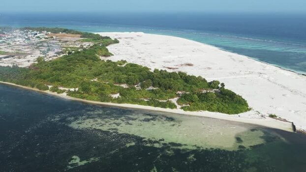 Aerial view of tropical island and white sand beach Maldives. Aerial view of tropical island and white sand beach Maldives.