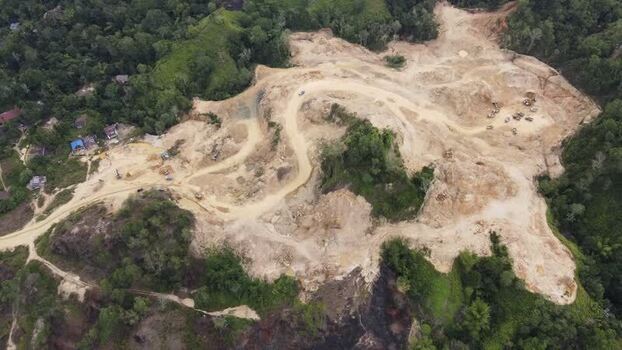 Aerial view of mining site in Papua Indonesia.