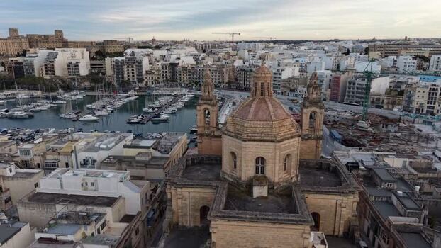 Aerial view of Msida Parish Church and the marina Malta. Aerial view of Msida Parish Church and the marina Malta.