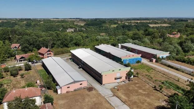 Aerial view of chicken farm in Mladenovac Serbia. Aerial view of chicken farm in Mladenovac Serbia.