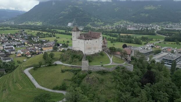 Aerial view of Vaduz Castle in Liechtenstein.
