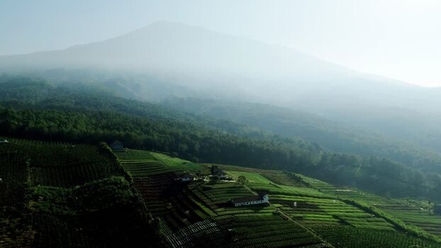 Aerial view of Bukit Jengkoang in Bumiaji Indonesia.