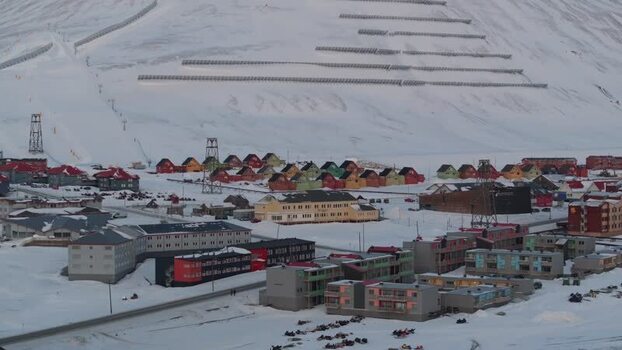 Aerial view of Longyearbyen in Svalbard and Jan Mayen. Aerial view of Longyearbyen in Svalbard and Jan Mayen.