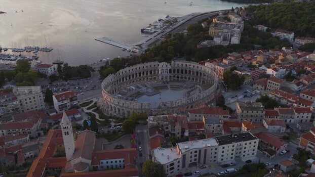 Aerial view of Pula Arena in Pula Croatia. Aerial view of Pula Arena in Pula Croatia.