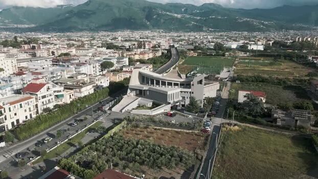 Aerial view of the modern church and urban landscape Italy. Aerial view of the modern church and urban landscape Italy.