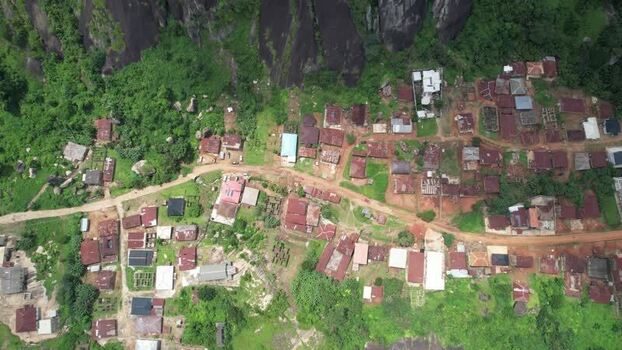Aerial view of Idanre Hills village in Nigeria.