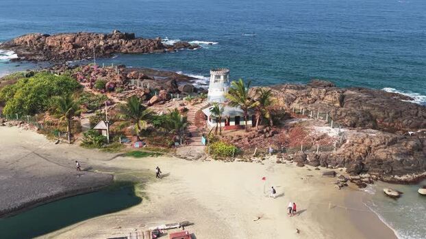 Aerial view of a lighthouse on the coast of Kovalam India. Aerial view of a lighthouse on the coast of Kovalam India.