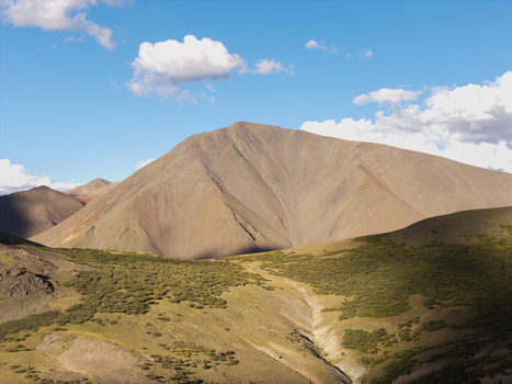 Aerial view of San Luis Peak with its rugged slopes and the surrounding alpine terrain of the West Willow Creek Trailhead area in Gunnison Colorado United States.