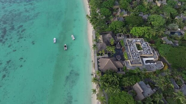 Aerial view of Trou aux Biches Beach Mauritius.