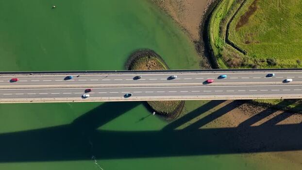 Aerial view of the Orwell Bridge United Kingdom.