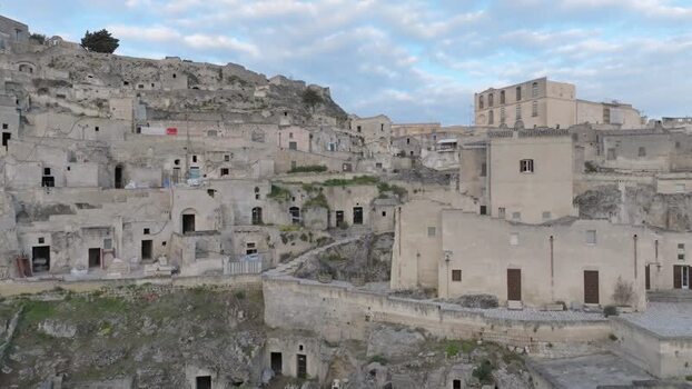 Aerial view of Sassi di Matera in Matera Italy.