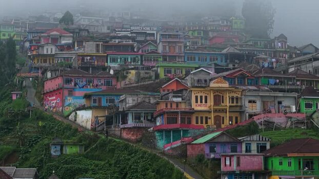 Aerial view of the colorful houses of Nepal Van Java Indonesia.