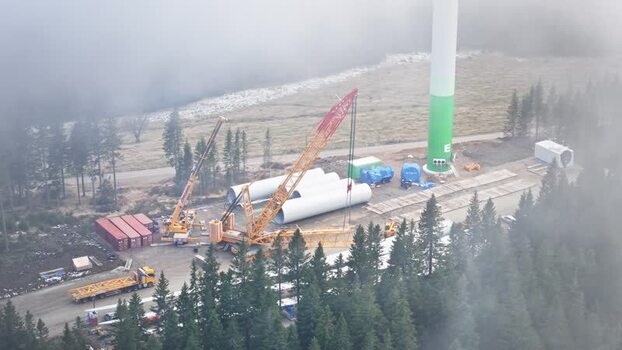 Aerial view of Windpark Freilanderalm 2 construction Austria. Aerial view of Windpark Freilanderalm 2 construction Austria.