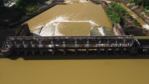 Aerial view of Jalaur Dam in Dingle Philippines.