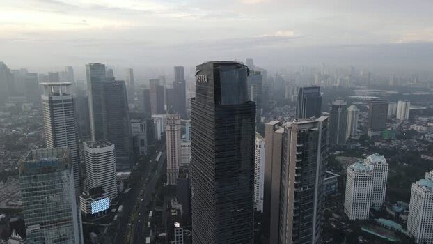 Aerial view of Menara Astra and Central Jakarta skyline Indonesia. Aerial view of Menara Astra and Central Jakarta skyline Indonesia.