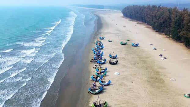 Aerial view of boats on the beach Bangladesh. Aerial view of boats on the beach Bangladesh.