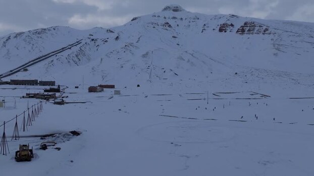 Aerial view of Pyramiden in Svalbard Svalbard and Jan Mayen.