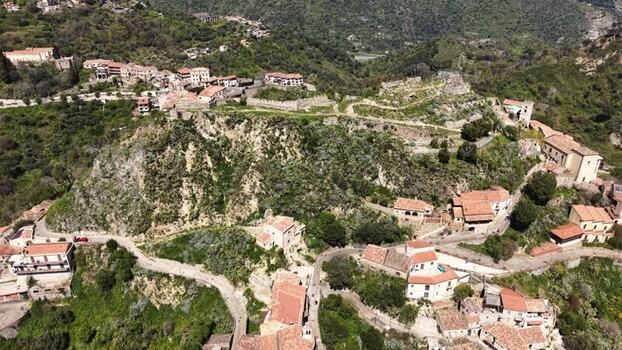 Aerial view of the hilltop village of Savoca Italy. Aerial view of the hilltop village of Savoca Italy.