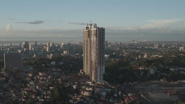 Aerial view of a skyscraper under construction Philippines.