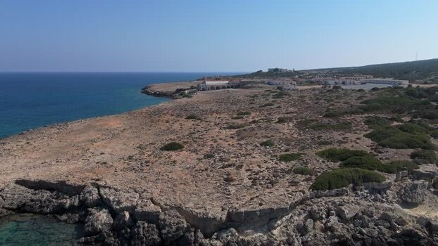 Aerial view of the rugged coastline in Famagusta Northern Cyprus.
