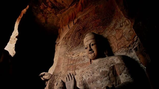 View of Yungang Grottoes China.