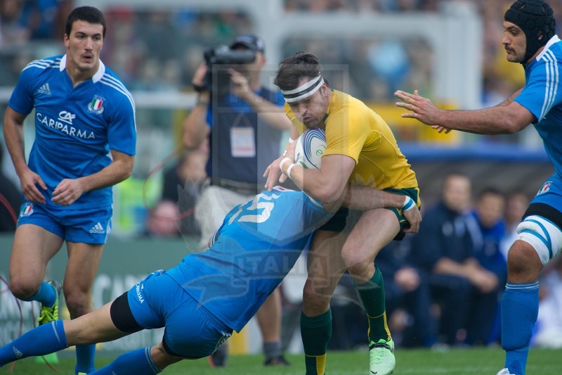 Cariparma Test Match 2013 - 09/11/2013 - Torino, Stadio Olimpico - Italia v Australia - Foto Elena Barbini-Luke Mc Lean placca Adam Ashley Cooper