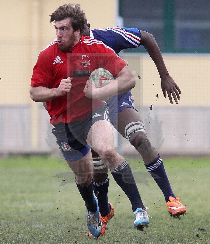 Benevento, 10 gennaio 2014, Nazionale italiana Under 20 v Accademia di Marcoussis, Enrico Lucchin.