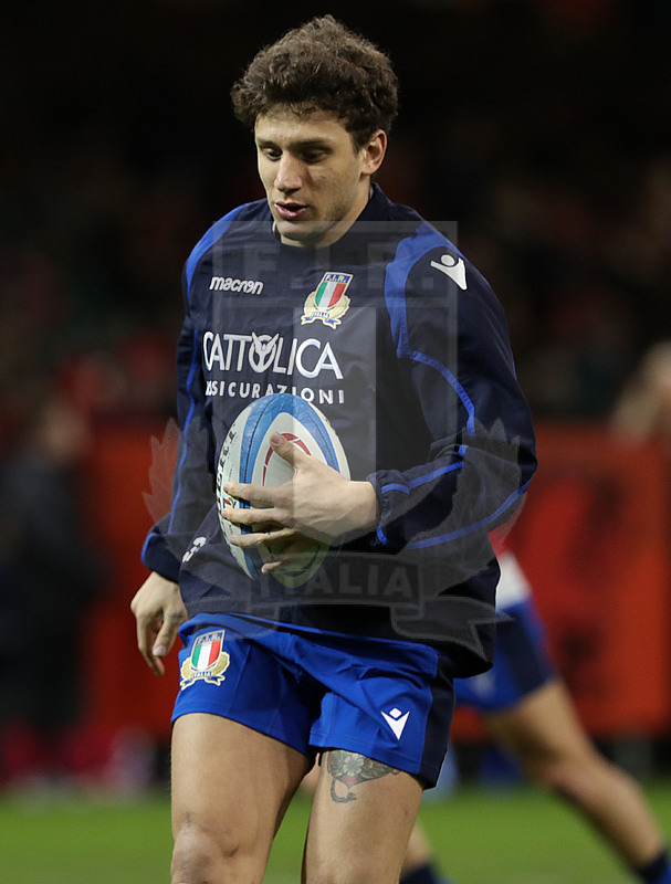 Guinness Sei Nazioni 2020, Round 1, Cardiff, Principality Stadium 01/02/2020, Galles v Italia, warm up, Matteo Minozzi.