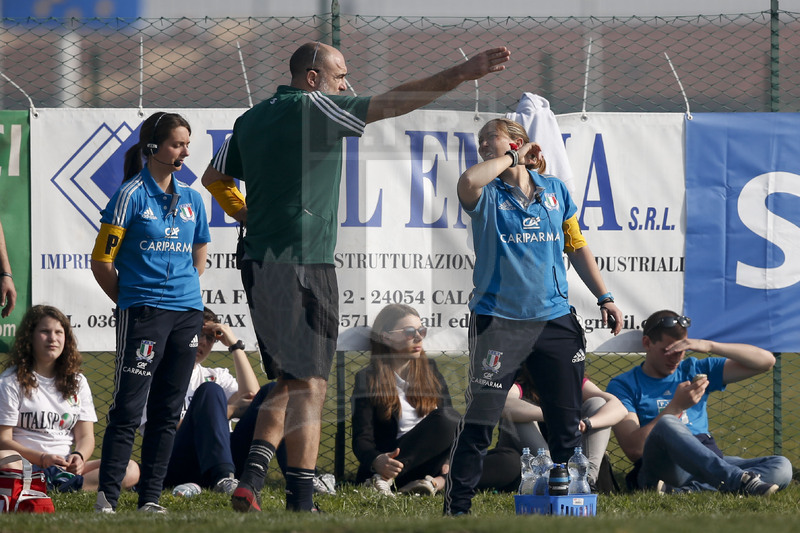 RBS 6 Nazioni Femminile 2014, Rovato (BS), Stadio Giulio e Silvio Pagani, 16-03-2014, Italia v Inghilterra. Giuliana Campanella e Diego Scaglia. Foto: Roberto Bregani