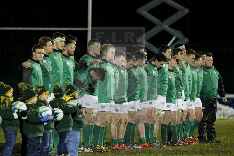 RBS 6 Nazioni U20 2015, Biella, Stadio Pozzo Lamarmora, 6-02-2015, Italia U20 v Irlanda U20 Gli irlandesi all\
