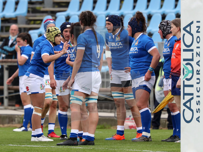 Sei Nazioni Donne 2021, Parma, stadio Lanfranchi 10/04/2021, Italia v Inghilterra, Azzurre a consulto dopo una meta subita. foto Daniele Resini/Fotosportit