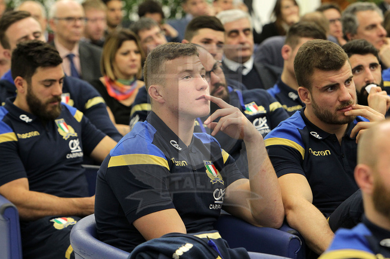 Natwest Sei Nazioni 2018, Roma, Salone d’Onore del Coni, presentazione del Torneo 2018, Giovanni Licata e Tommaso Castello. Foto Daniele Resini/Fotosportit