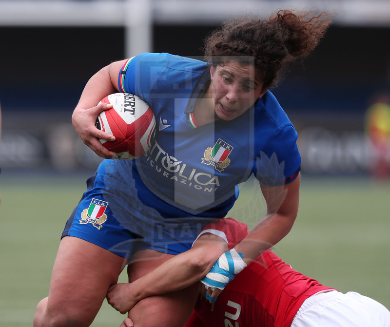 Guinness Sei Nazioni Donne 2020, Cardiff, Arms Park 02/02/2020 Galles Donne v Italia Donne, Silvia Turani in percussione. Daniele Resini/Fotosportit