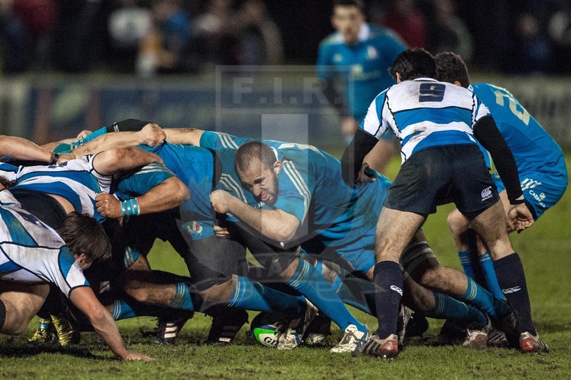 RBS 6 Nazioni 2013 Under 20, Galashiels, Netherdale 8-02-2013, Scozia U20 v Italia U20, Daniele Rimpelli in mischia chiusa.