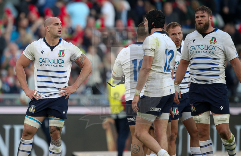 Guinness Sei Nazioni 2020, Round 3, Roma, Stadio Olimpico, 22/02/2020, Italia v Scozia. La delusione degli azzurri a fine partita. Foto Roberto Bregani/Fotosportit
