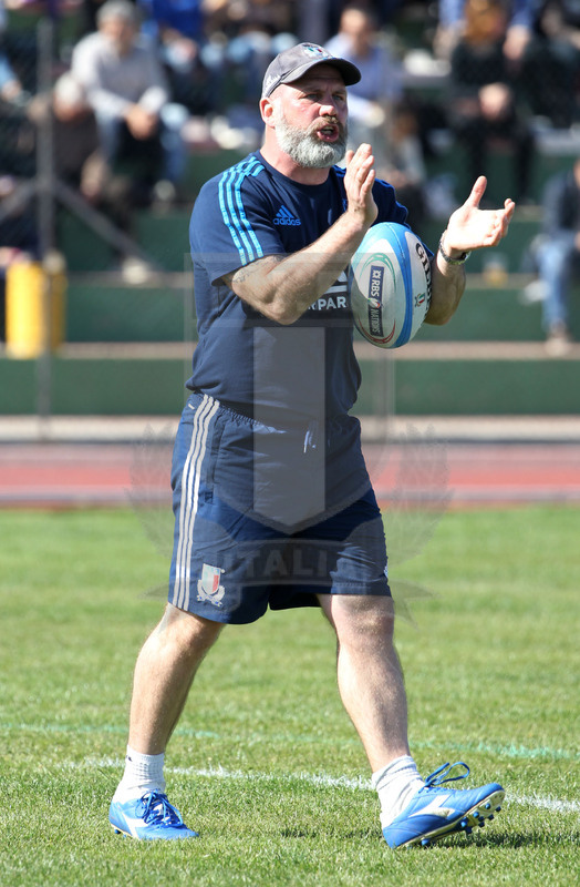 RBS Sei Nazioni 2017, Capoterra (Cagliari), stadio Santa Rosa 10/03/2017, Italia U20 v Francia U20, warm up, Alessandro Troncon. Foto Daniele Resini/Fotosportit.