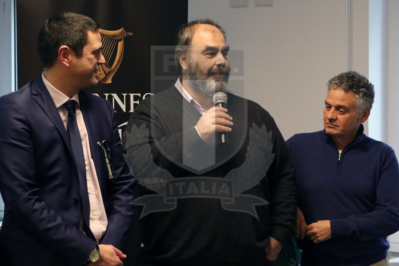 Milano, 19/12/2016, presentazione del derby fra Zebre e Benetton Treviso, Antonio Raimondi e Vittorio Munari, conduttori televisivi delle gare del Pro 12 per Eurosport.