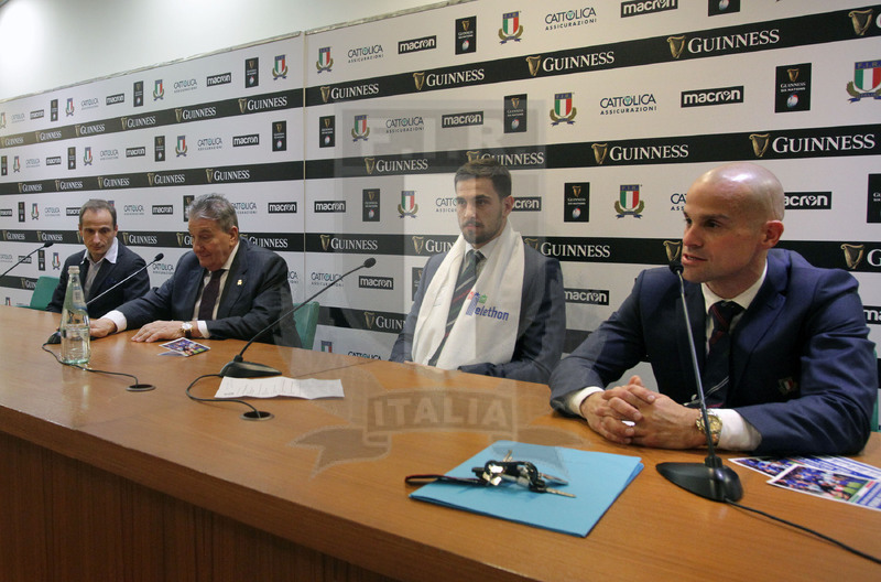 Roma, Stadio Olimpico 09/02/2019, conferenza stampa di presentazione e sigla dell’accordo Fir-Telethon, la presentazione di Andrea Cimbrico, della Comunicazione Fir.