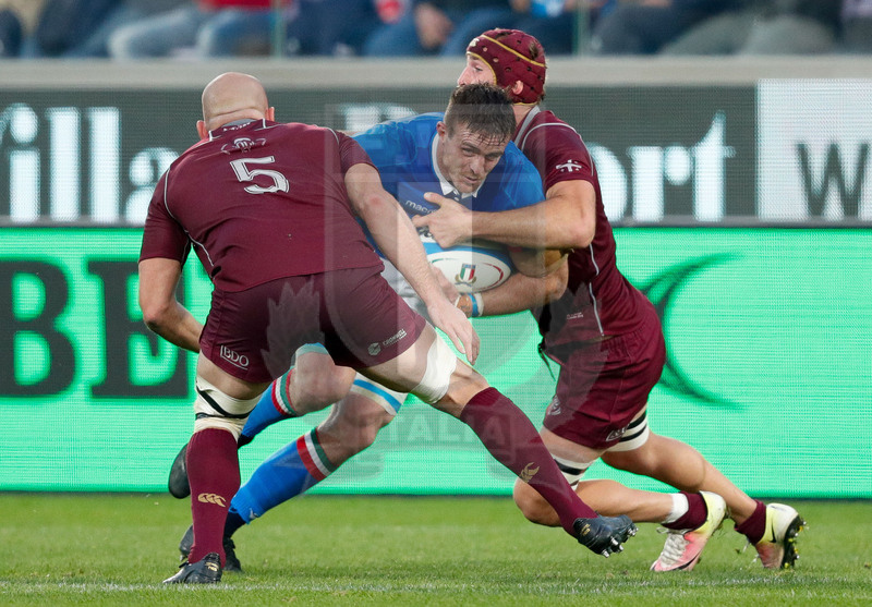 Cattolica Test Match 2018, Firenze, Stadio Franchi, 10-11-2018, Italia v Georgia. Una carica di Abraham Steyn. Foto: Roberto Bregani / Fotosportit