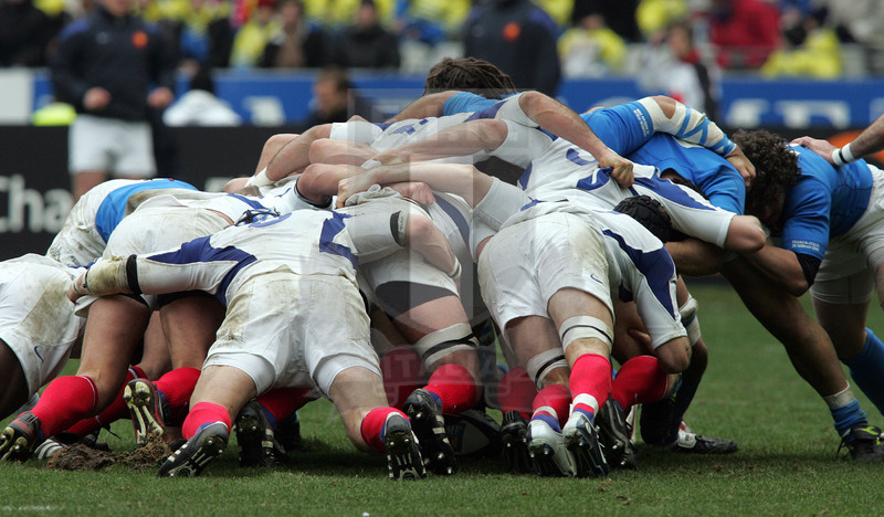 Sei Nazioni 2006, Parigi, Stade de France 25/02/2006, Francia v Italia, mischie a confronto. Foto Daniele Resini/Fotosportit